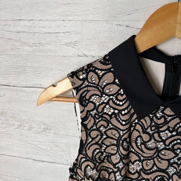 Betsey Johnson Dress Womens SZ 2 Black and Tan Lace with Peter Pan Collar Pinup - Picture 13 of 16